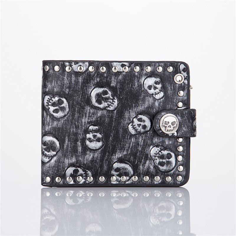 Wholesale PU Punk Rock Multi Card Slot Coin Purse Wallet Anti-Theft Chain Clutch